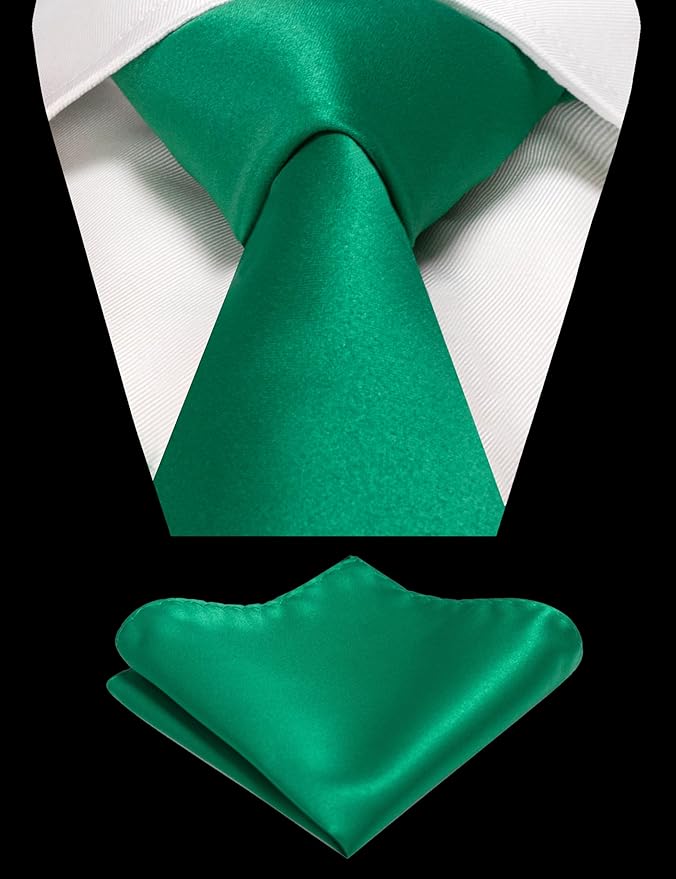 RBOCOTT Solid Color Tie and Pocket Square Hankerchief with Lapel Pin Set for Men