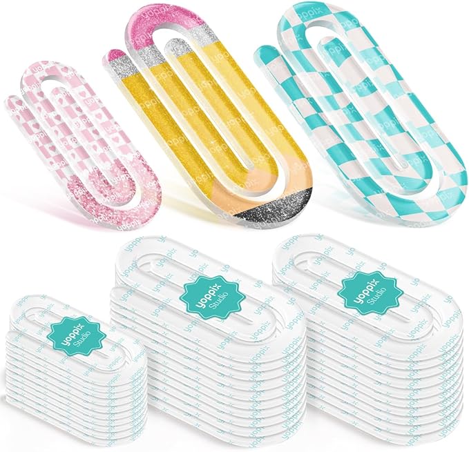 30 Pack Sublimation Paper Clips Blanks, 20pcs 3.7"x1.9" + 10pcs 3"x1.5" Clear Acrylic Jumbo Clips for Heat Transfer, DIY Crafts, Office School Supplies, Customizable Gift Ideas