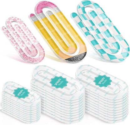 30 Pack Sublimation Paper Clips Blanks, 20pcs 3.7"x1.9" + 10pcs 3"x1.5" Clear Acrylic Jumbo Clips for Heat Transfer, DIY Crafts, Office School Supplies, Customizable Gift Ideas