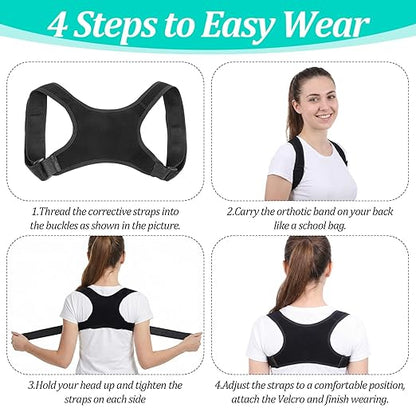 Posture Corrector Adjustable Comfortable Back Brace Lightweight Breathable Upper Straightener Support for Women Men Lower Back Shoulder Clavicle Neck Hunchback Pain Relief