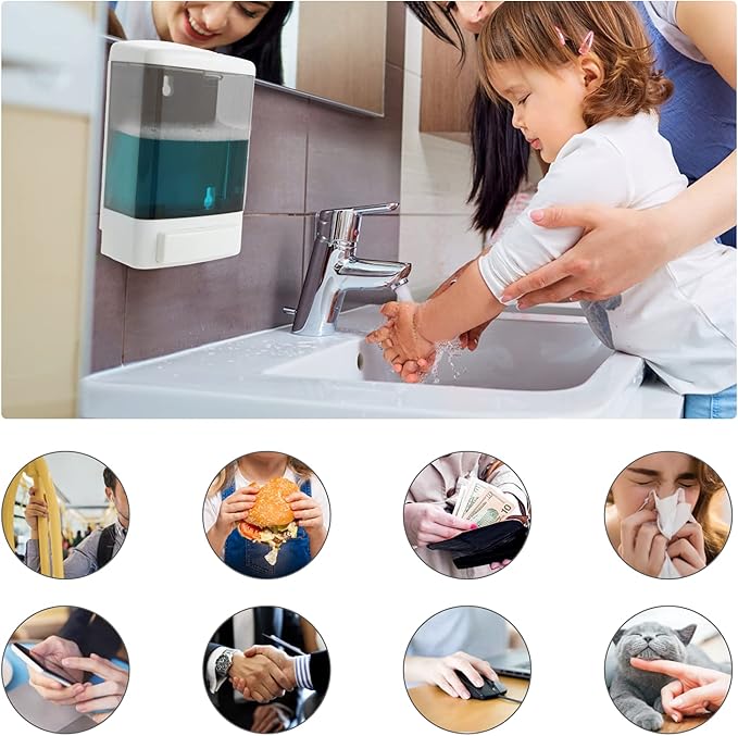 Manual Soap Dispenser 33oz Wall Mount Hand Soap Dispenser for Bathroom, Kitchen, Hotel & Restaurant Commercial Refillable Shampoo & Conditioner Dispenser for Liquid Gel