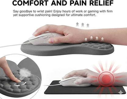 Ergonomic Mouse Pad with Wrist Support, Memory Foam Wrist Rest for Carpal Tunnel & Wrist Pain Relief, Non-Slip Rubber Base, Comfortable Gaming Mousepad for Computer, Laptop, Office & Home