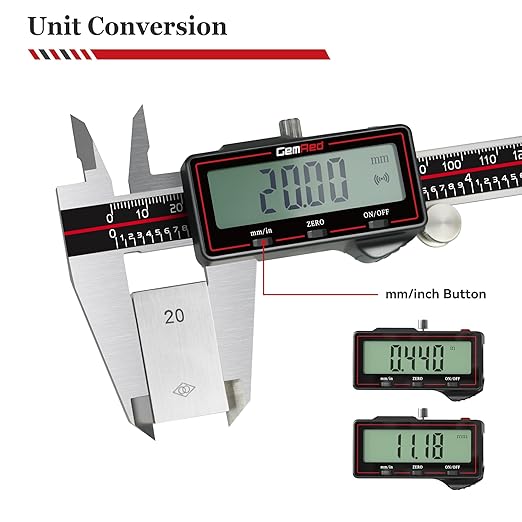 Wireless Digital Caliper, 200mm/8inch Stainless Steel Precision Measuring Tool with Data Output, Inch/MM Conversion, Zero Reset, Auto Off, for DIY, Woodworking, Jewelry Making
