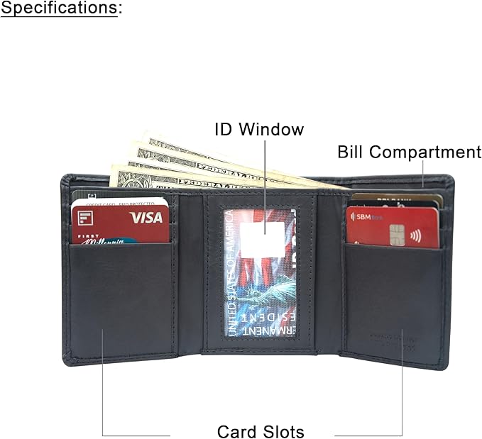 VANSI Genuine Leather Modern TriFold Design Wallet and Card Holder for Men (GREY)