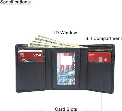 VANSI Genuine Leather Modern TriFold Design Wallet and Card Holder for Men (GREY)