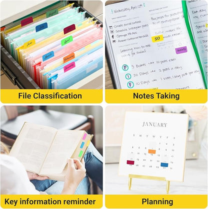 EUSOAR Sticky Tabs, 480 Pcs 1x1.6 Inch Multi-Colored Page Markers Sticky Index Transparent Flags Tabs Strip, Repositionable Labels Self Adhesive Flags Tab Strip for Binders Notebook Folders