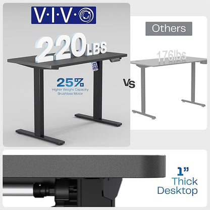 VIVO Electric 43 x 24 in Standing Desk, Memory Height Adjustment, 1B Series, Dark Gray Top, Black Frame, DESK-1B4G