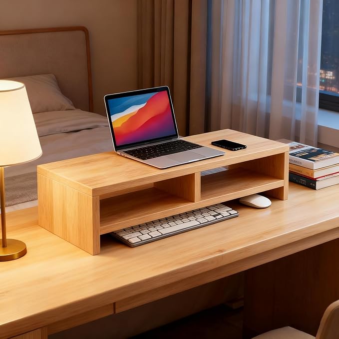 Monitor Stand, with Sleek Modern Design, 50x20x13cm, Monitor Stand Riser, Wireless Charging Desk Organizer, Ergonomic Height, for Multitasking and Desktop Organization