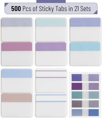 Mr. Pen- Sticky Index Tabs, 500 Pcs, 21 Sets, Colorful Sticky Tabs for Notebooks, Page Markers, Page Tabs for Binders, Page Tabs Sticky Tabs for Books, Notebook Tabs, Book Sticky Tabs for Notebooks