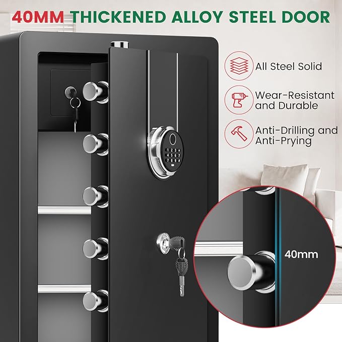 8.1 Cuft Extra Large Biometric Safe for Home Use Fire and Water Proof, Heavy Duty Fingerprint Safe Security Box with [Hidden Lock Box], Fireproof Safes for Home Business Office USE