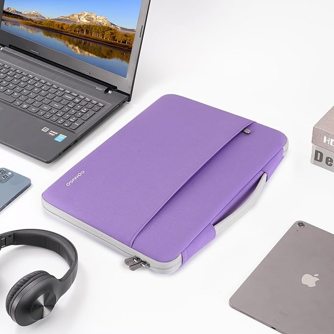 DOMISO 15.6 inch Laptop Case Sleeve Protective Cover Compatible with 16 inch MacBook Pro M4 M3 M2/Pro Max,15.6-16 inch HP Dell ASUS Lenovo Chromebook,Waterproof Computer Cases Bag with Handle,Purple
