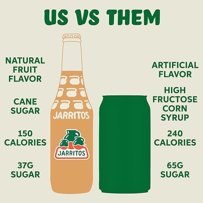 Jarritos - Mexican Soda Soft Drinks, Tamarind (17.7 oz, 524ml) 24 Bottles - Made with Real Cane Sugar - 0g Fat - Made in Mexico - Natural Flavor Soda Pop - Party & BBQ Beverages