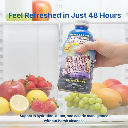 Hollywood diet - 48-Hour Miracle Fruit Juice Cleanse Diet 1-Pack, Detox Cleanse for Weight Loss & Rejuvenation, Food Replacement, Fast Acting Diet, Weight Loss Drink, 32 Fl. Oz.