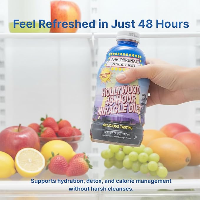Hollywood diet - 48-Hour Miracle Fruit Juice Cleanse Diet 3-Pack, Detox Cleanse for Weight Loss & Rejuvenation, Food Replacement, Fast Acting Diet, Weight Loss Drink, 32 Fl. Oz.