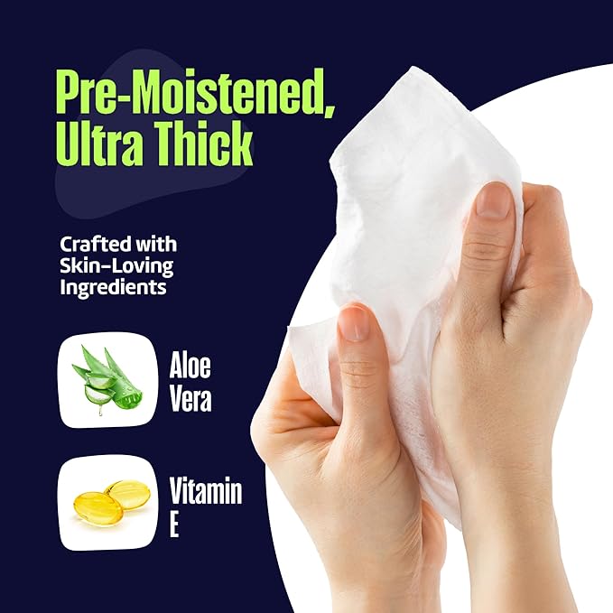 Adult Wipes for Elderly 12 Pack - Hospital Grade Extra Large Extra Thick Disposable Washcloths for Adult Bathing & Shower Alternative - Fragrance-Free XXL