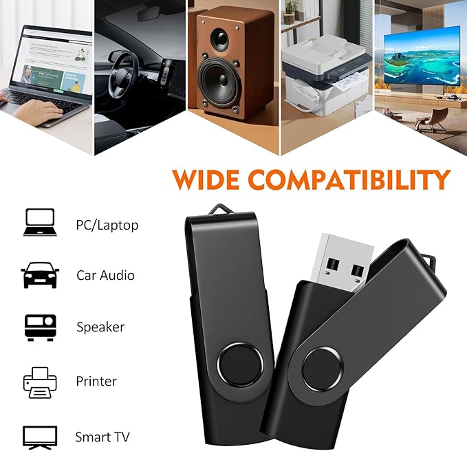 AreTop 50 Pack 2GB Bulk Flash Drives USB 2.0 Thumb Drive Swivel Jump Drive Memory Stick Bulk USB Drives (50 Pack 2GB, Black)