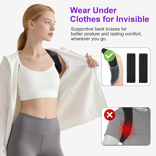 Posture Corrector for Women and Men, Upgraded Comfortable Upper Back Brace with Shoulder Pads & 3D Pad, Adjustable Back Straightener Support for Back, Shoulder and Neck (Black-M)