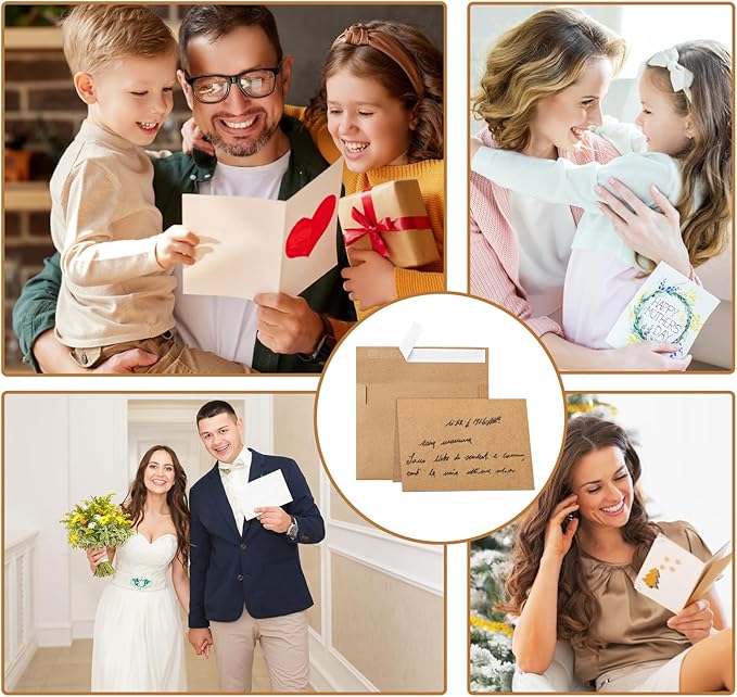 Brown Blank Note Cards and Envelopes 5 x 7 Heavyweight Folded Cardstock and Printable A7 Envelopes Self Seal 20 Packs for Wedding Invitations, Birthday, Graduations, Thank You Cards