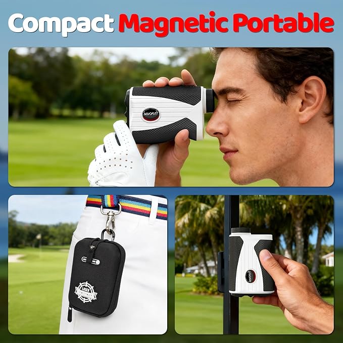 Golf Range Finder with Slope - 1200 Yards Range Finder for Golfing/Hunting, 7X Magnification, Flag Pole Locking Vibration, Rechargeable Golf Rangefinders with Magnet Stripe, Best Golf Accessories Gift