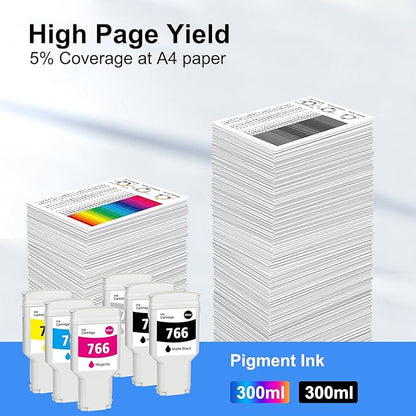 766 Ink Cartridge 6-Pack P2V94A P2V93A P2V92A P2V91A P2V90A P2V89A Ink Replacement for 766 Ink Cartridge for DesignJet XL 3600 3600dr 36-in Multifunction Series Printer Ink-6PK