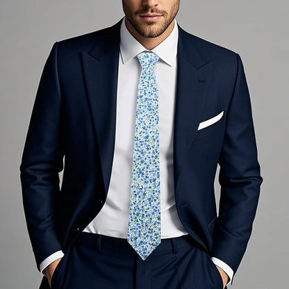 Cotton Floral Ties for Men 2.76" Men's Skinny Tie Linen Flower Printed Neck Tie for Wedding Dating Party