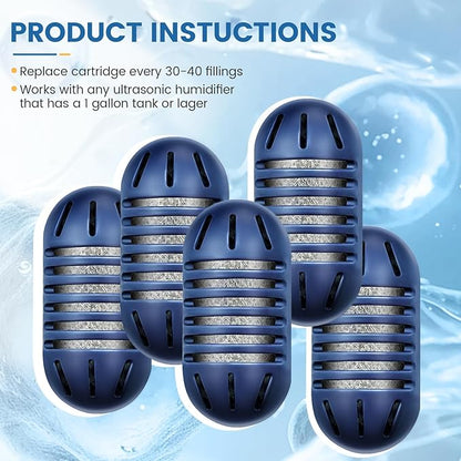 isinlive Demineralization Cartridge for HoMedics Ultrasonic Humidifiers: 20-Pack Demineralization Cartridges Filter Replacement, Filters Mineral Deposits, Prevents Hard Water Build-Up, Purifies Water