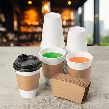 RACETOP [100 pack] Disposable Coffee Cups with Lids 12 oz, Hot Paper Cups with Lids, To Go Cup with Lid