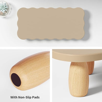 Monitor Stand Riser,Cookie-Shaped Sturdy Wood Computer Monitor Stand, Monitor Stand Riser, Multi-Purpose Desktop Organizer Riser for Computer,Laptop,Printer,TV,khaki
