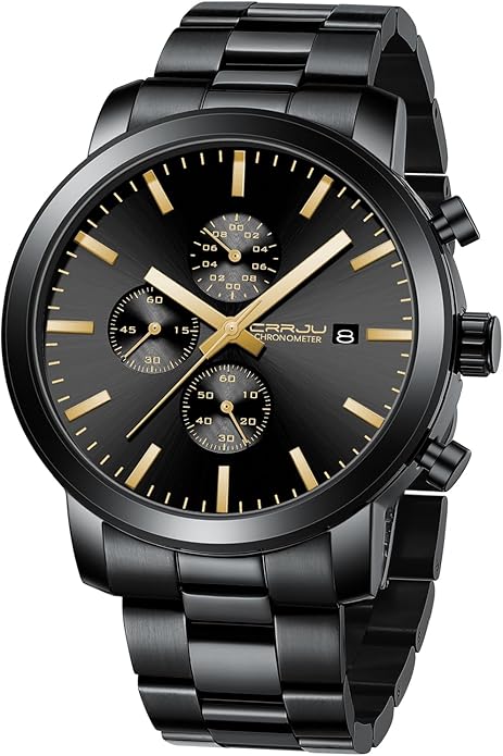 CRRJU Mens Stylish Casual Quartz Watches for Men Luxury Waterproof Calendar Chronograph Japan Movement Wristwatches