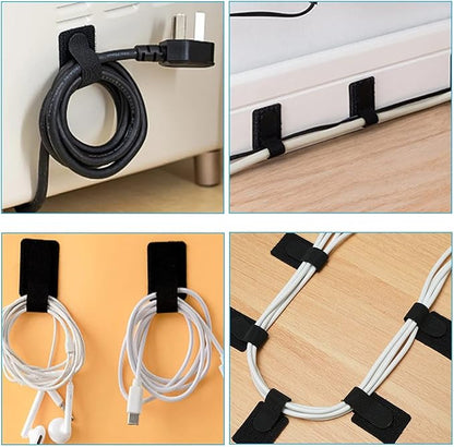 Self-Adhesive Velcro Cable Ties, Reusable Fastening and Data Cable Organizer,Cable Management Ties, Suitable for Headphones, Mobile Phones, and Electronic Devices Under The Table（50 Pcs）