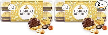 Ferrero Rocher, Premium Gourmet Milk Chocolate Hazelnut, Individually Wrapped, Chocolate Gift Box, 30 Count, 13.2 oz (Pack of 2)