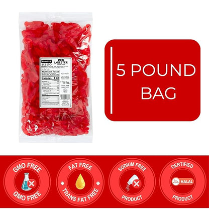 Kervan Candy Bebeto Red Lobster Gummies - Fruity, Soft & Sweet Gummy Candy Bulk for Kids, Gift Snacks and Parties - Big Party Size Bag Red Lobsters (5 lbs)