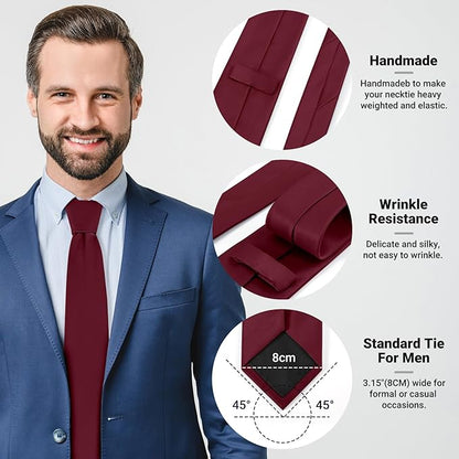 Black Ties For Men Solid Pure Color Formal Neckties 3.15" (8CM) Men's Tie for Business and Wedding with Gift Box
