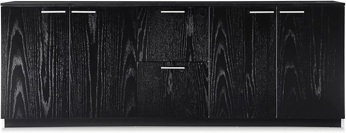 ZURI Furniture Reagan Modern Polished Storage & Filing Cabinet Credenza - Black
