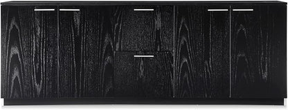 ZURI Furniture Reagan Modern Polished Storage & Filing Cabinet Credenza - Black