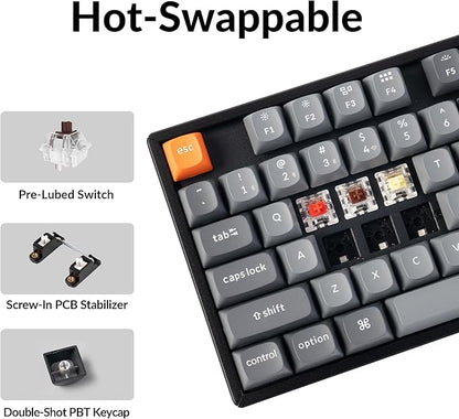 Keychron K8 Max TKL Wireless Mechanical Keyboard, QMK 2.4 GHz/Bluetooth 5.1/Wired with Aluminum Frame, RGB Backlit Hot-Swappable Programmable Keychron Super Brown Switch for Mac Windows Linux