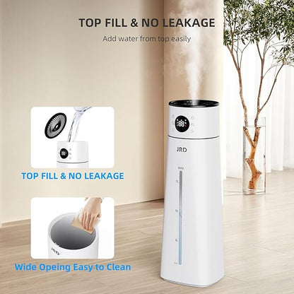 JRD Humidifier Large Room 8L/ 2.1Gal, Ultrasonic Cool Mist for Bedroom, Quiet Humidifier with Remote Control, 10 Mist Modes, 24H Timer, AI Mode for Baby Home Office Adults Plants