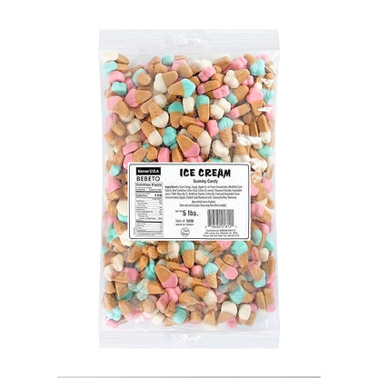 Kervan Candy Bebeto Ice Cream Gummies - Fruity, Soft & Sweet Gummy Candy Bulk for Kids, Gift Snacks and Parties - Small, Gluten Free Ice Cream Cones - Party Size Bag (5 lbs)