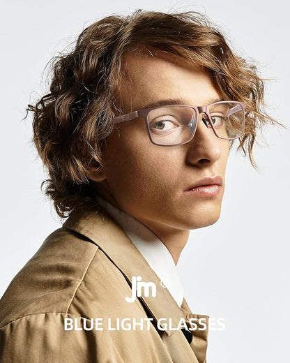 JM Al-Mg Metal Blue Light Blocking Glasses Men Women Anti Blue-Light Computer Glasses, Relieve Eyestrain and Eye Protection