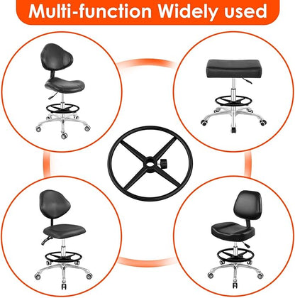 Black 18" Chrome Foot Rest Ring for Drafting Stool or Office Chair,Piston Foot Ring,Foot Rest for Office Chair(Black, 18'')
