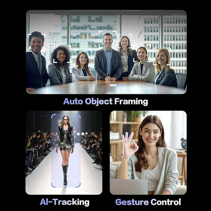 MAXHUB Meeting PTZ Camera, 12x Optical Zoom Video Conferencing Camera Auto Framing AI Tracking Gesture Control Auto Light Correction, 4 Mics, Works with Microsoft Teams & Zoom & Google Meet (SC81)