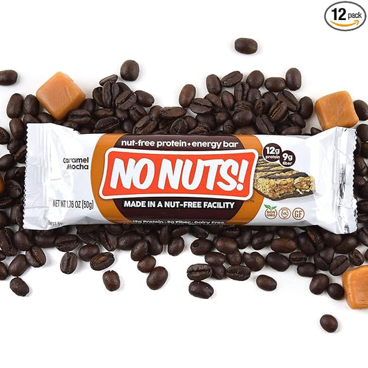 No Nuts! 100% Nut Free Dairy Free Vegan Protein Bars, Chocolate Caramel Mocha 12-Pack, Organic, Kosher, Egg-Free, Non-Gmo & Dairy-Free Protein Bars