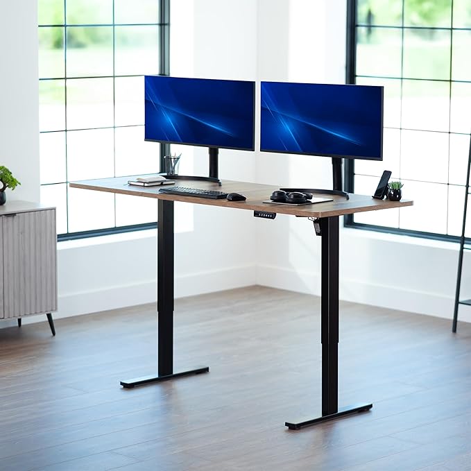 VIVO Electric 71 x 30 in Standing Desk, Memory Height Adjustment, 1B Series, Reclaimed Wood Top Black Frame, DESK-KIT-1B7P