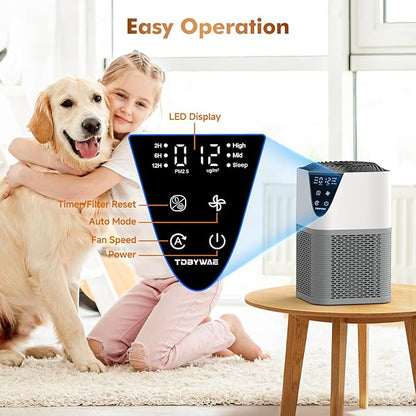 Air Purifiers for Home Large Room up to 1750 Sq Ft, H13 True HEPA Filter Air Purifiers for Bedroom Smoke/Pet Dander/Pollen, 25dB Quiet for Home,Bedroom,Office (Ivory White & Haze Gray)