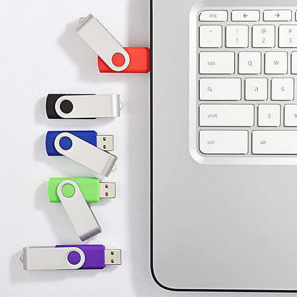 KOOTION 5 Pack 32GB Flash Drive USB 2.0 Thumb Drive Backup Memory Swivel Stick USB Drive (5 Mixed Color, 32G)