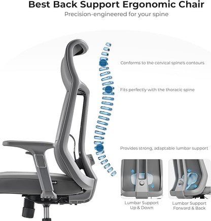 EUREKA ERGONOMIC Valen Leather Desk Chair, High Back Office Chair, Microfiber PU Leather Office Chair with Wheels, Executive Office Chair Comfy for Samll Spaces(Pack of 10, Gray)