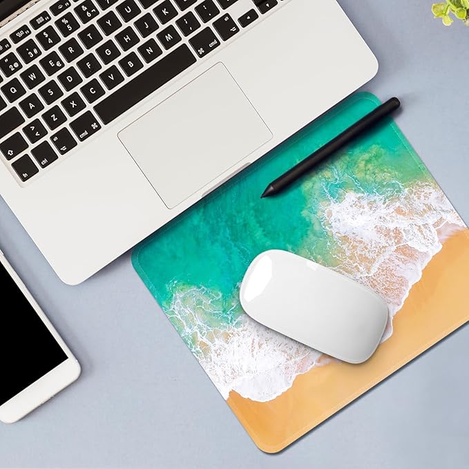 Square Mouse Pad with Stitched Edge, Premium Mousepad Washable Cloth. Computer Mouse Pad with Non-Slip Rubber Base, Mouse Pads for Computers Laptop Mouse 9.25x7.75x0.12 inch-Beach2