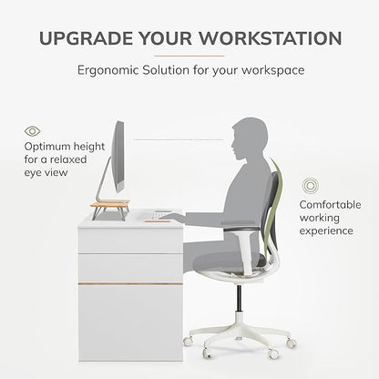 Anji Mountain Monitor Stand - Desktop Organizer & Laptop Riser, Ergonomic Monitor Riser, Space-Saving Monitor Stand for Desk, Durable Construction, Easy Assembly, Ideal for Home & Office,Biscotti