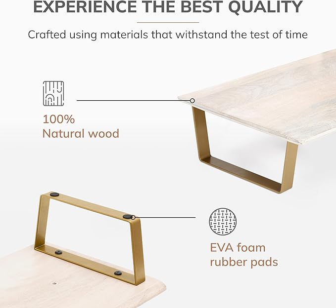 Anji Mountain Monitor Stand - Desktop Organizer & Laptop Riser, Ergonomic Monitor Riser, Space-Saving Monitor Stand for Desk, Durable Construction, Easy Assembly, Ideal for Home & Office,Natural