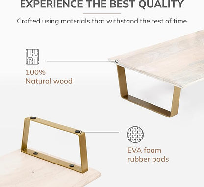 Anji Mountain Monitor Stand - Desktop Organizer & Laptop Riser, Ergonomic Monitor Riser, Space-Saving Monitor Stand for Desk, Durable Construction, Easy Assembly, Ideal for Home & Office,Natural